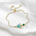 Gold Tone Pressed Flower Crystal Slider Bracelets in Nine Designs view 12