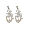 Silver Filigree Chandelier Earrings with Crystal Drops view 5