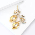 Yellow Double Lemon Branch Brooch With Green Leaves view 4