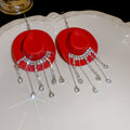 Cowboy Hat Crystal Tassel Hook Earrings In Four Colors view 8