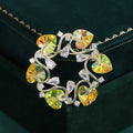 Heart Crystal Wreath Brooch Gold AB Blue Rhinestone Pin view 3