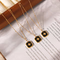 Black Enamel Star Square Pendant Satellite Necklace view 2