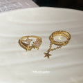 Gold Crystal Starburst Open Ring and Star Charm Ring view 4
