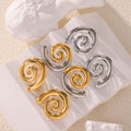 Spiral Swirl Stud Earrings Gold Steel Two-Tone Metal view 2