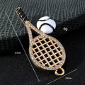 Rhinestone Tennis Racket Charm Pendant Gold Tone With Enamel Ball view 4