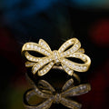 Bow-Knot Clear Stone Statement Ring In Gold And Silver Tones view 4