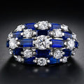 Wide Baguette And Round Stone Cluster Ring In Blue Or Clear view 1