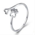 Cat Paw Heart Open Ring Gold Silver Rose Gunmetal Sizes 6-10 view 5