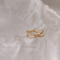 Silver and Gold Tone Cross Band Crisscross Metal Rings view 7