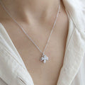 Spiral Pinwheel Crystal Pendant Necklace in Polished Metal view 3
