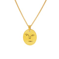 Abstract Face Oval Disc Pendant Necklace Gold Rose Gold view 5