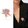 Pink Crystal Rose Brooch A Rose-Gold-Tone Rose Set view 2