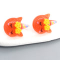 Colorful Resin Closed Eye Unicorn Face Stud Earrings view 10