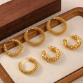 Gold Textured Hoop Earrings Mesh Disc Scale Bead Styles view 3
