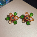 Multicolor Crystal Flower Necklace and Stud Earrings Two Styles view 7