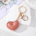 Puffy Leather Heart Keychains Lobster Clasp 10 Colors view 10