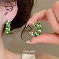 Colorful Beaded Hoop Stud Earrings Fashion Jewelry view 4