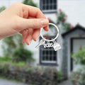 Silver Tone House Keychain With Key and Number Charms view 3
