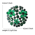 Round Floral Crystal Cluster Brooch Pin Green Purple view 4