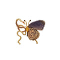 Gold Knitted Openwork Butterfly Brooch Rhinestone Snake Body view 5