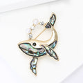 Abalone Shell Whale Brooch With Faux Pearl Water Spout view 4