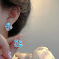 Iridescent Crystal Flower Stud Earrings Fashion Earrings view 2