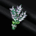 Crystal Wheat Sheaf Brooch in Three Botanical Colors view 4