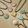 Black Cord Adjustable Enamel Seashell Pendant Necklace view 2
