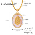 Gold Madonna Pendant Necklaces Shell Zircon Or Multicolor Halo view 6