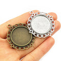 Double Sided Round Cabochon Pendant Frames in Two Finishes view 4