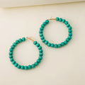 Turquoise Look Beaded Extra Large Classic Hoop Earrings view 1
