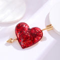 Red Gold Tone Flower Enamel Metal Brooch Pin 5.5 cm view 4