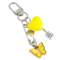 Silver Tone Safety Pin Keychain With Heart Bead And Rhinestone Butterfly view 5