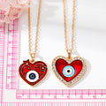 Gold Tone Red Enamel Evil Eye Heart Pendant Necklaces in Two Designs view 5