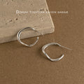 Silver Tone Irregular Open Round Hoop Earrings For Women view 1
