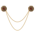 Red Gold Tone Flower Two Designs Metal Brooch Pin for Jackets and Lapels view 1