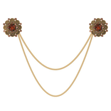 Red Gold Tone Flower Two Designs Metal Brooch Pin for Jackets and Lapels