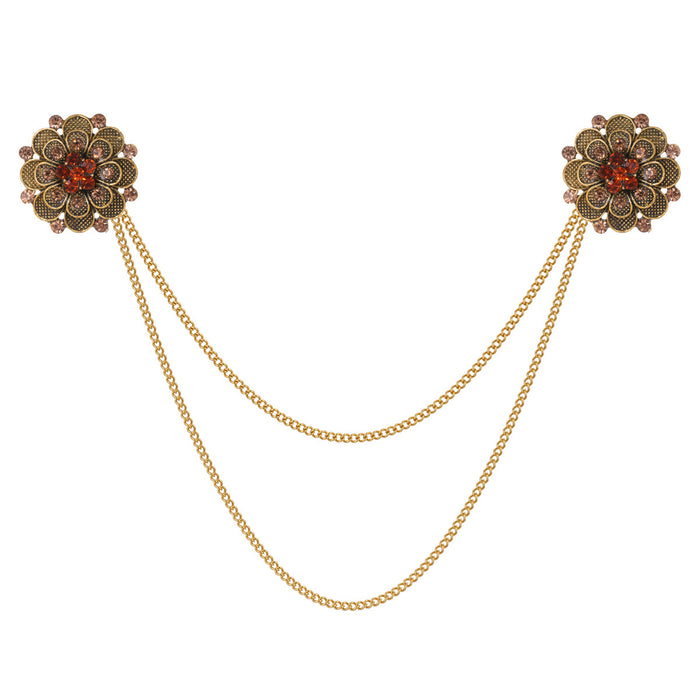 Red Gold Tone Flower Two Designs Metal Brooch Pin for Jackets and Lapels