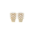 Crystal Flower Basket Stud Earrings Fashion Jewelry Accessory view 5
