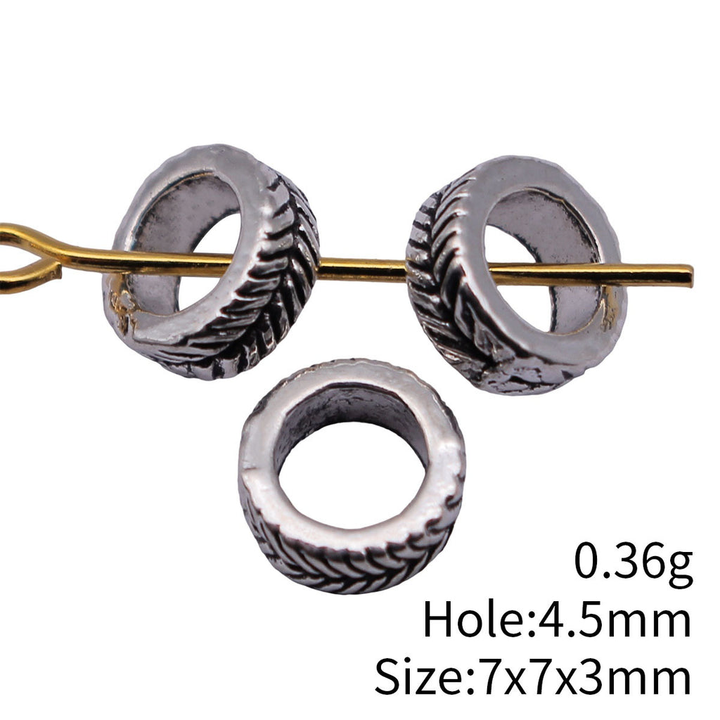 7x7x3mm 0.36g Multi-Color Zinc Alloy Leaf Pattern Large Hole Spacer Beads for DIY Bracelets