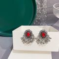 Eleven Antique Silver Fringe Bow and Bead Stud Earrings view 5