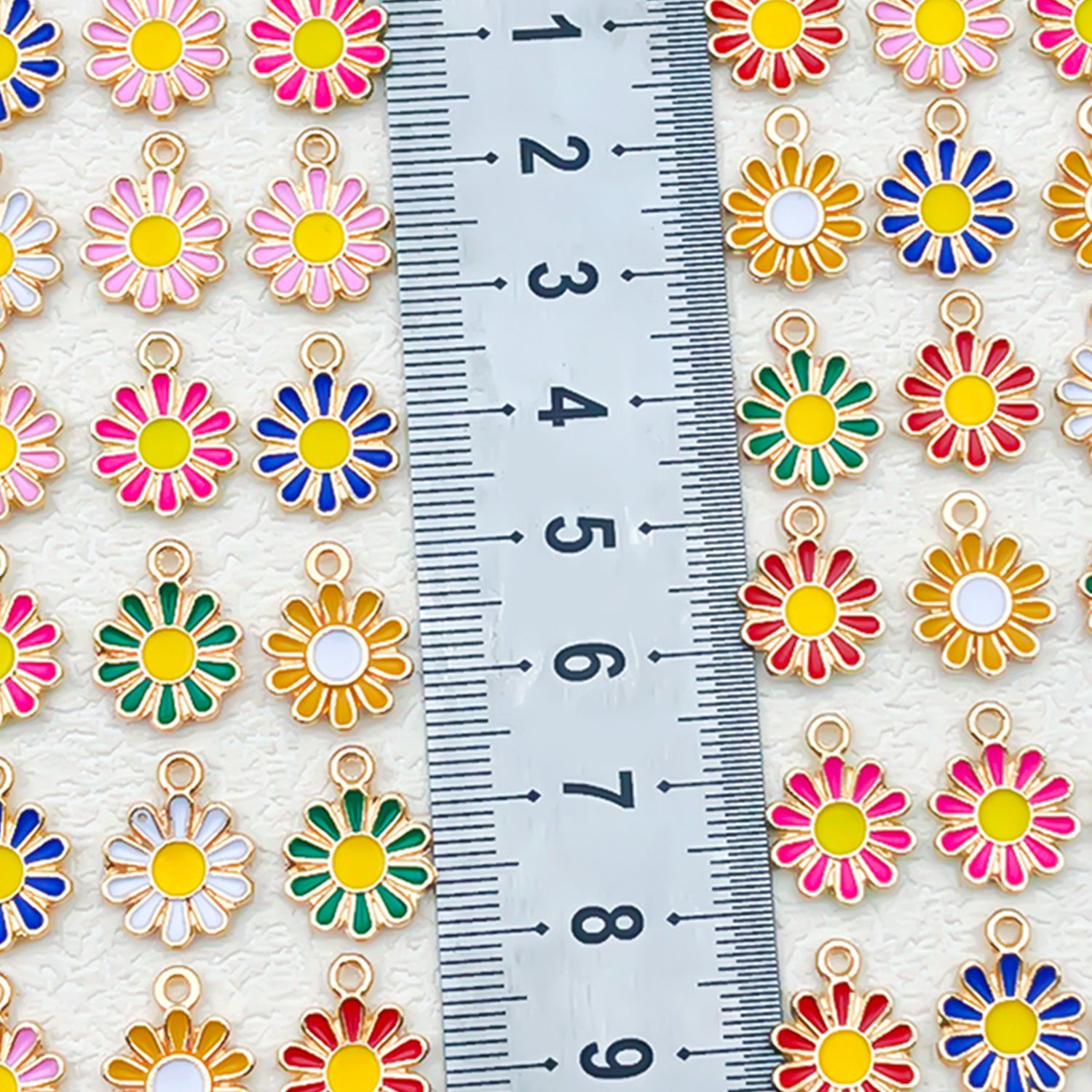 Enamel Zinc Alloy Sunflower Daisy Flower Charm Pendant for Bracelets Necklaces Keychains