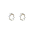 Gold Tone Oval Pearl Pavé Clear Geometric Stud Earrings view 5