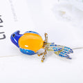 Blue Gold Tone Flower Enamel Metal Brooch Pin for Jackets and Lapels view 5