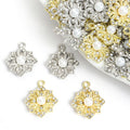 Pearl Rhinestone Flower Charms in Gold and Silver Tones view 1