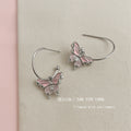 Silver Tone Pink Butterfly Hook Earrings For Women view 1