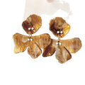 Layered Resin Flower Petal Stud Earrings in Four Colors view 5