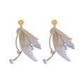 White Petal Branch Dangle Statement Earrings Pair Set view 5