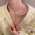 White Irregular Baroque Pearl Strand Necklace Gold Clasp view 4