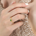 Gold Thin Band Rings Square Zircon and Oval Glass Stones view 9